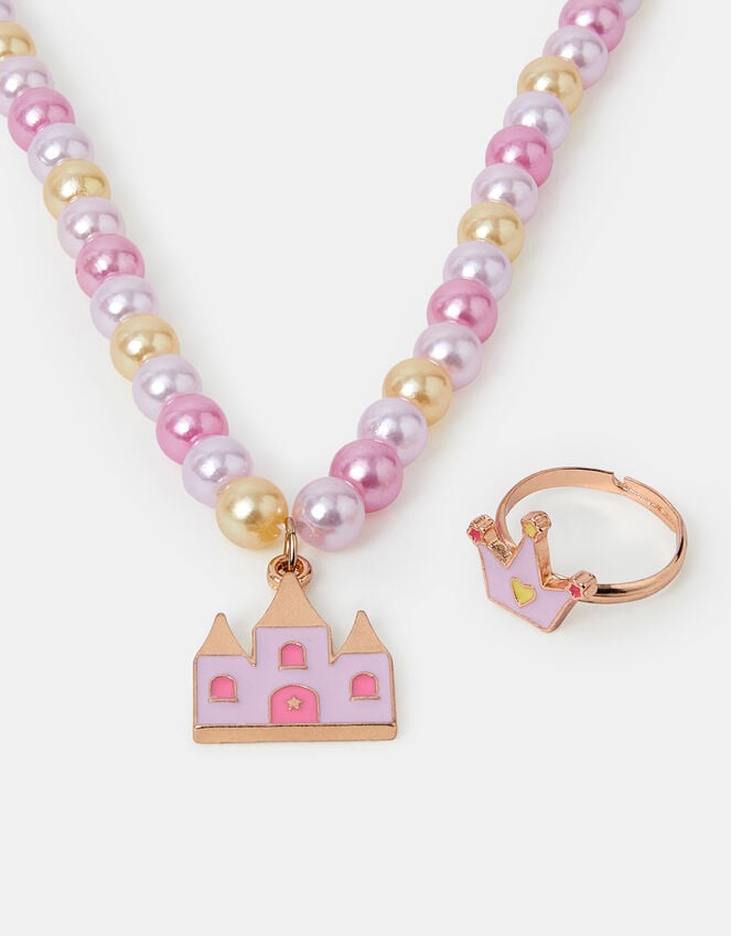 Accessorize Girls Princess Charm Necklace And Ring Set