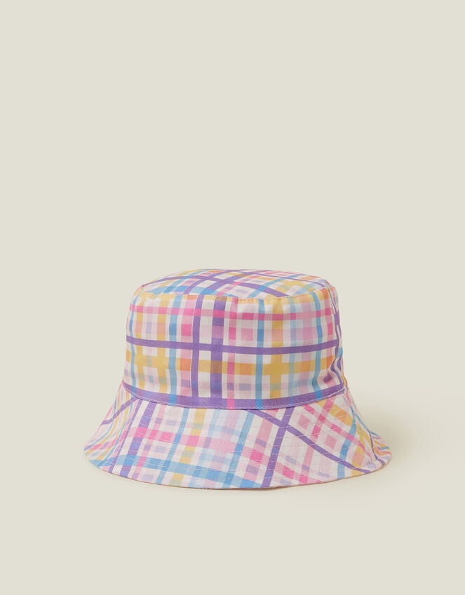 Accessorize Girls Reversible Check Print Bucket Hat Multi