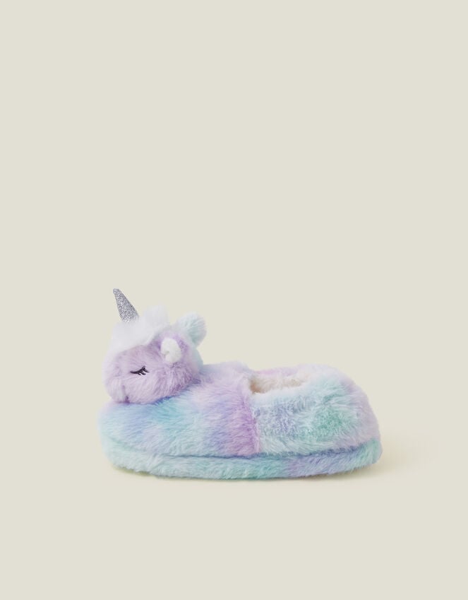 Accessorize Girls Sleepy Unicorn Faux Fur Slippers Multi