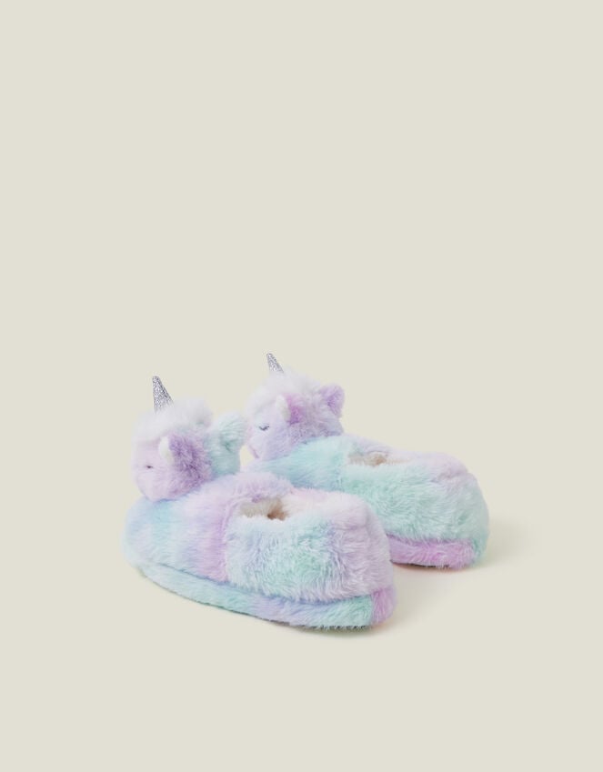 Accessorize Girls Sleepy Unicorn Faux Fur Slippers Multi