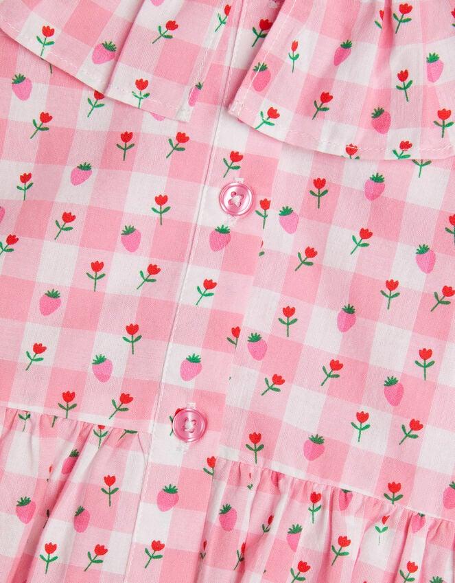 Accessorize Girls Sleeveless Gingham Strawberry Dress Pink
