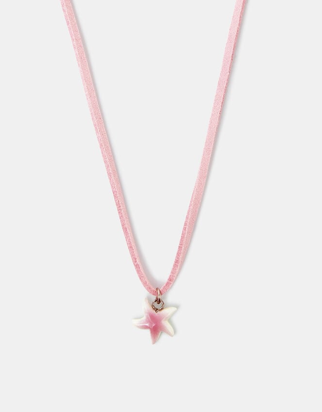 Accessorize Girls Starfish Pendant Cord Necklace Pink