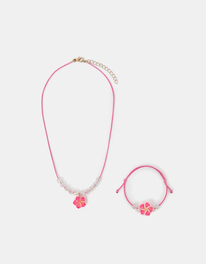 Accessorize Girls Tropical Flower Necklace And Bracelet Set