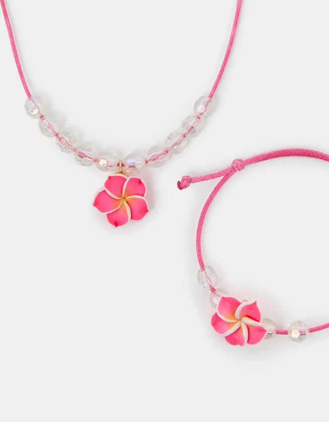 accessorize Girls Tropical Flower Necklace and Bracelet Set