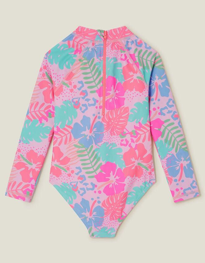 Accessorize Girls UPF 50+ Tropical Long Sleeve Swimsuit Orange