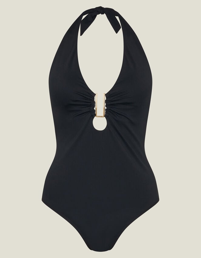 Accessorize Halter Neck Shaping One Piece Swimsuit Black