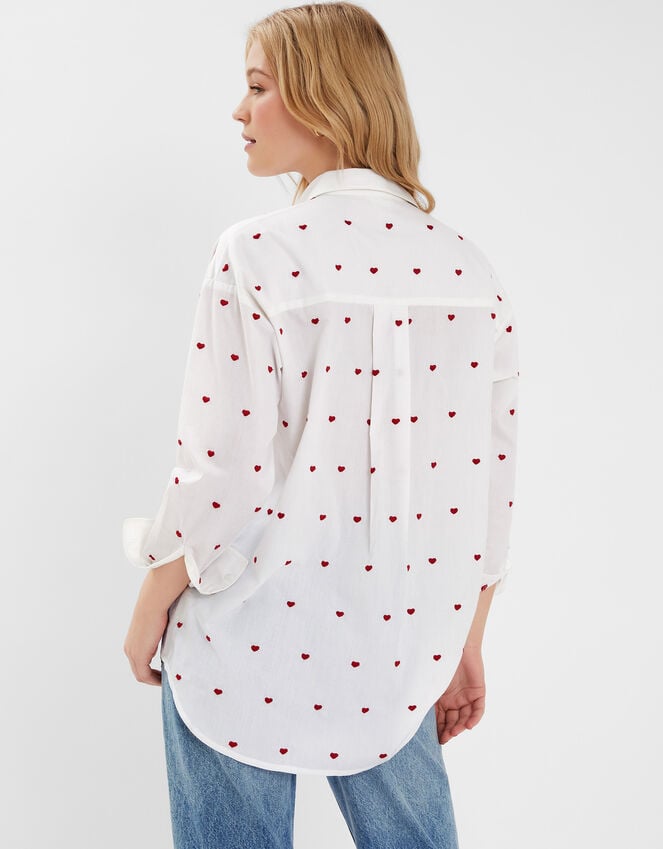 Accessorize Heart Embroidered Long Sleeve Shirt Red