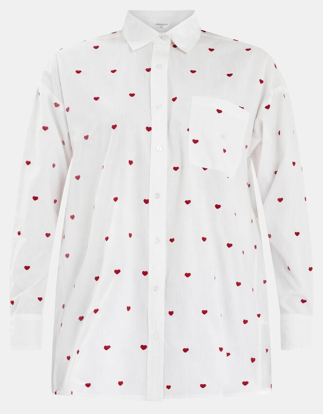 Accessorize Heart Embroidered Long Sleeve Shirt Red