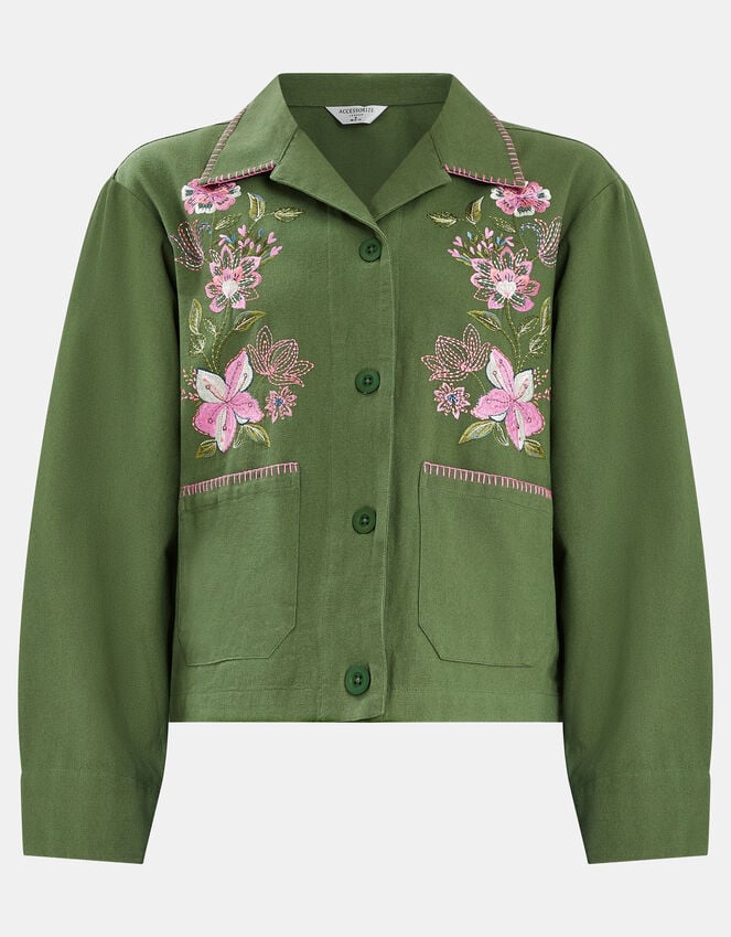 Accessorize Jasmine Embroidered Cotton Jacket Green