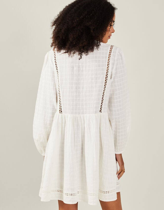 Accessorize Lace Insert Long Sleeve Mini Dress White