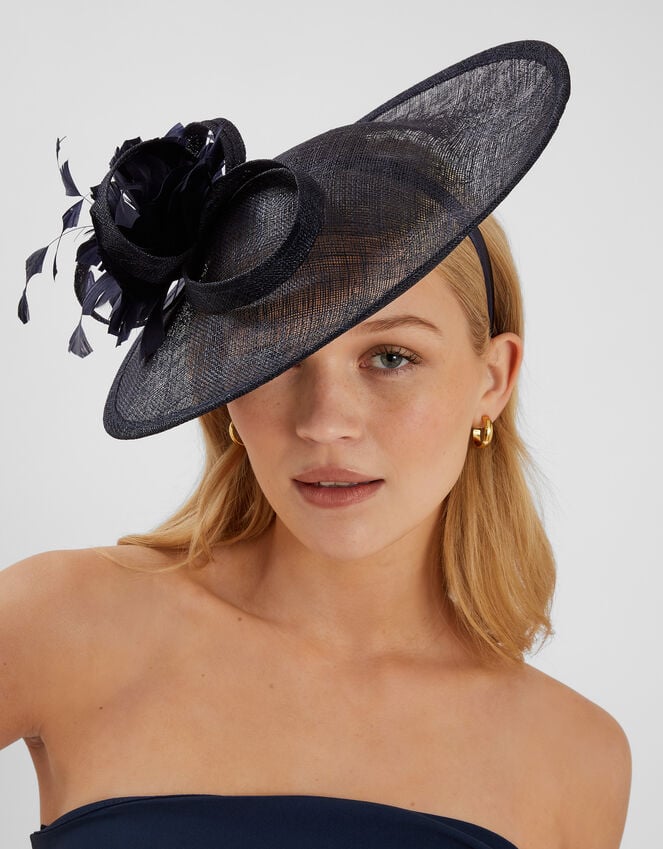 accessorize Large Disc Feather Corsage Fascinator Blue