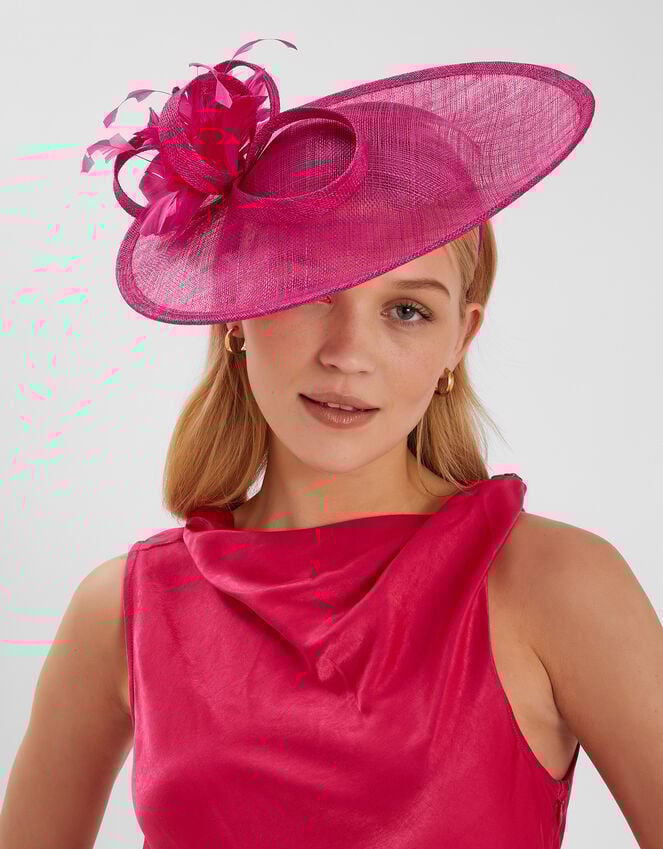 accessorize Large Disc Feather Corsage Fascinator Pink