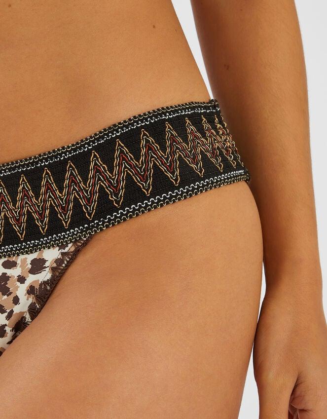 Accessorize Leopard Print Band Bikini Bottoms Brown