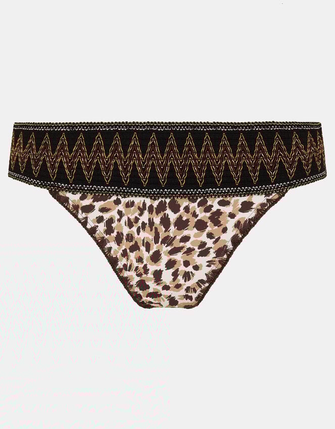 Accessorize Leopard Print Band Bikini Bottoms Brown