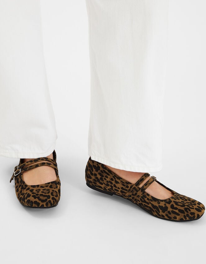 Accessorize Leopard Print Buckle Ballet Flats Leopard