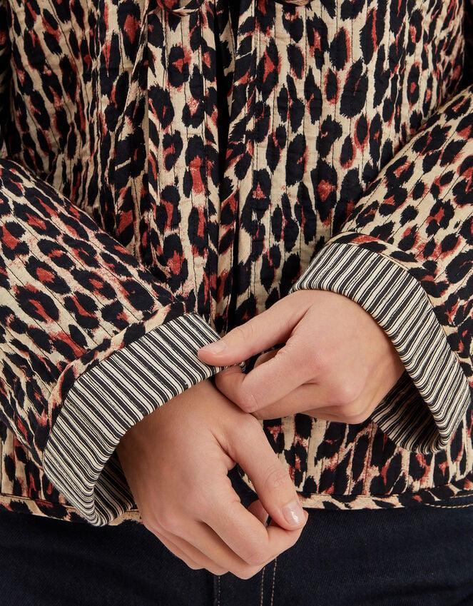 Accessorize Leopard Print Tie-Front Quilted Jacket Leopard