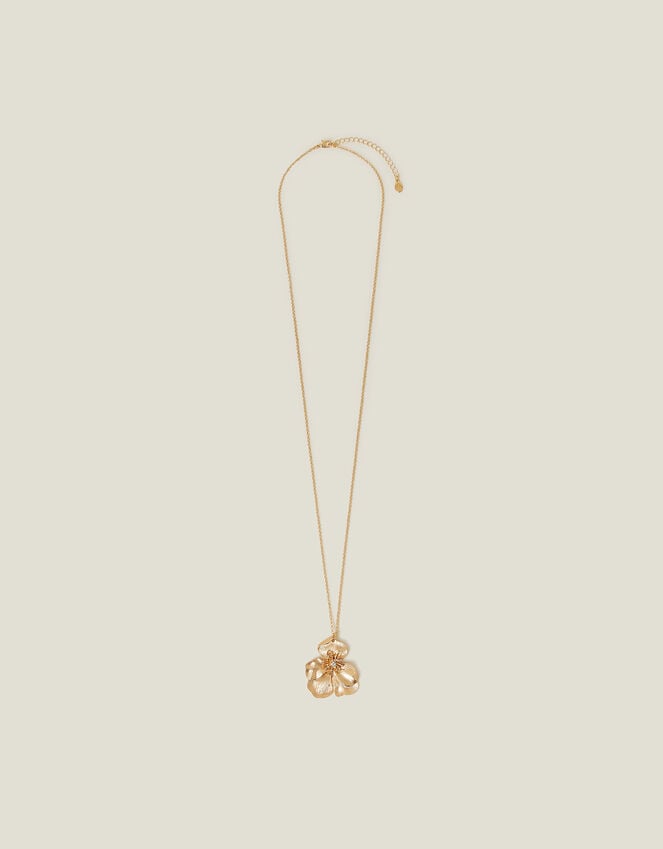 Accessorize Longline Brushed Flower Pendant Necklace