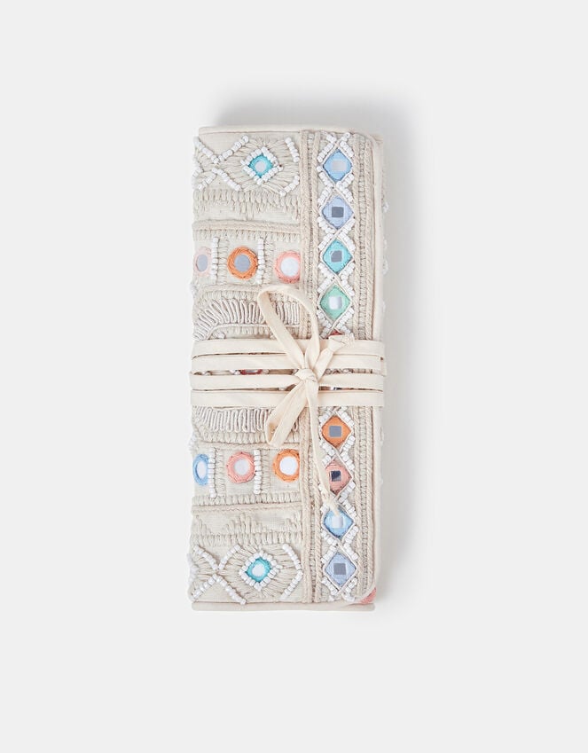 accessorize Mirror & Bead Embellished Jewellery Storage Roll