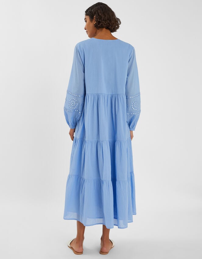 Accessorize Mirror Embellished Long Sleeve Midi Dress Blue