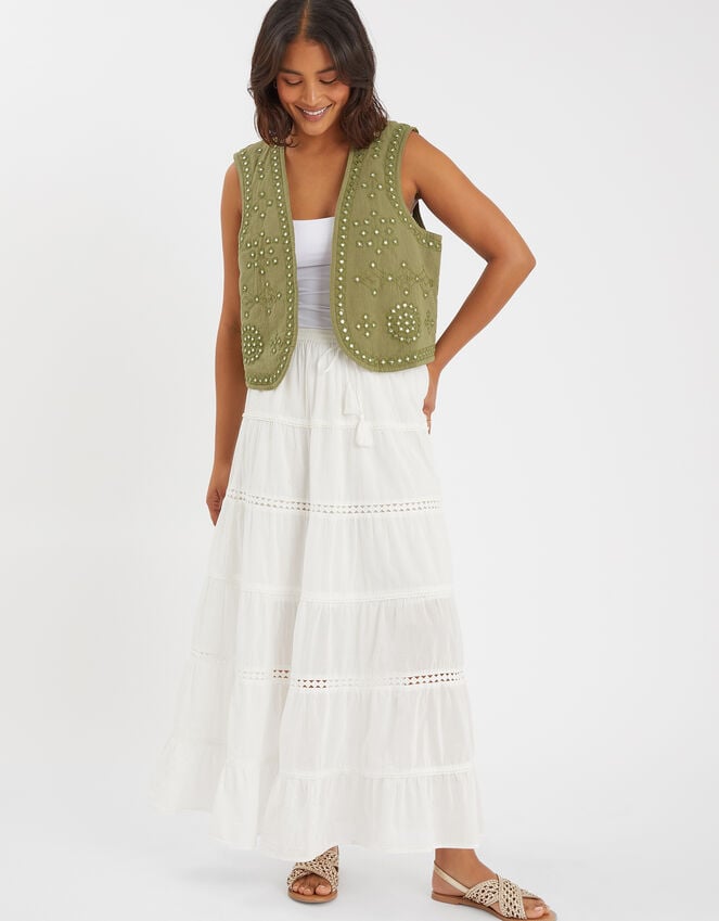 Accessorize Mirror Embellished Quilted Waistcoat Green