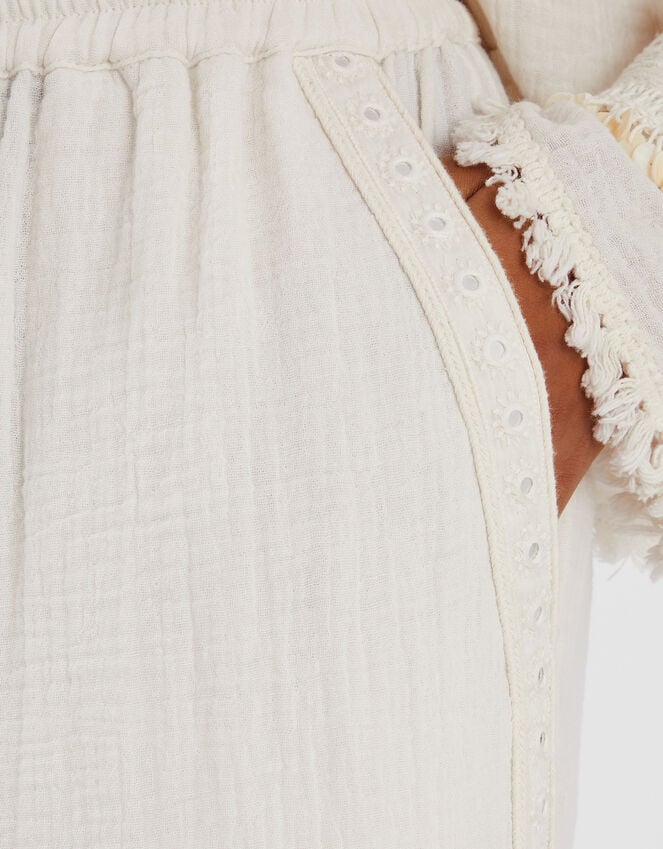 Accessorize Mirror Embellished Wide Leg Trousers Ivory