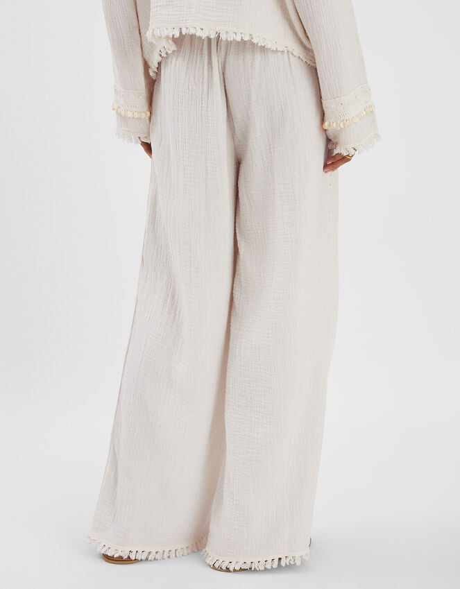 Accessorize Mirror Embellished Wide Leg Trousers Ivory
