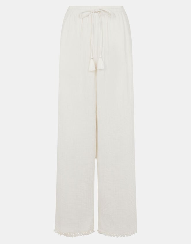 Accessorize Mirror Embellished Wide Leg Trousers Ivory