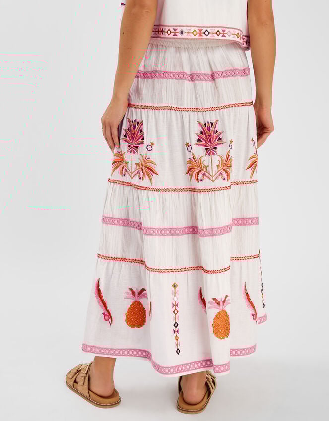 Accessorize Mirror & Palm Embroidered Maxi Skirt White
