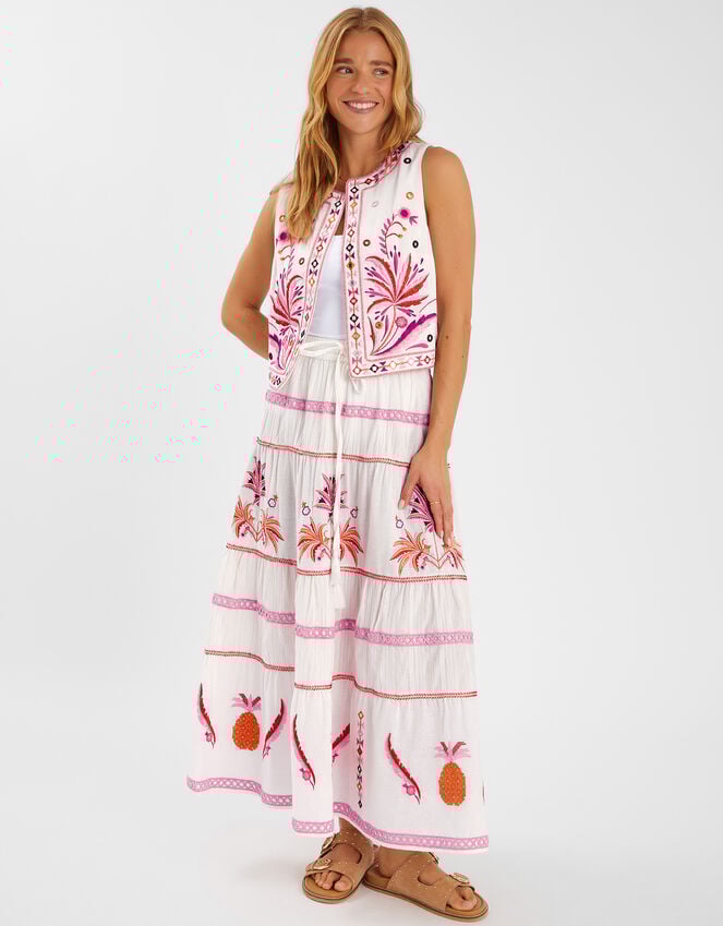 Accessorize Mirror & Palm Embroidered Waistcoat White