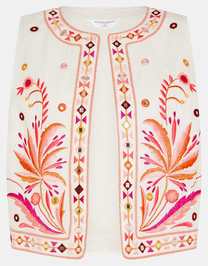 Accessorize Mirror & Palm Embroidered Waistcoat White