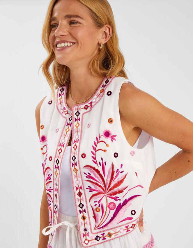 accessorize Mirror & Palm Embroidered Waistcoat White