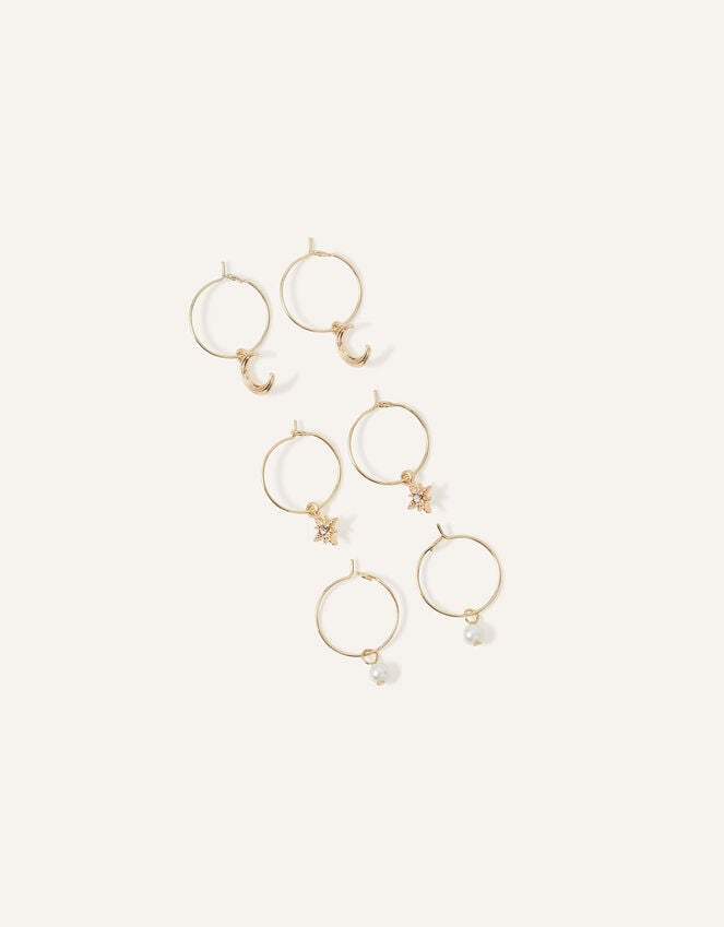 Accessorize Moon And Star Hoop Earrings Set Of Three
