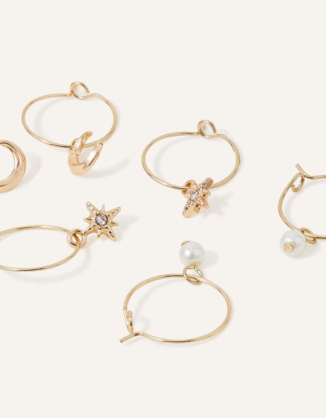 accessorize Moon and Star Hoop Earrings Set of Three