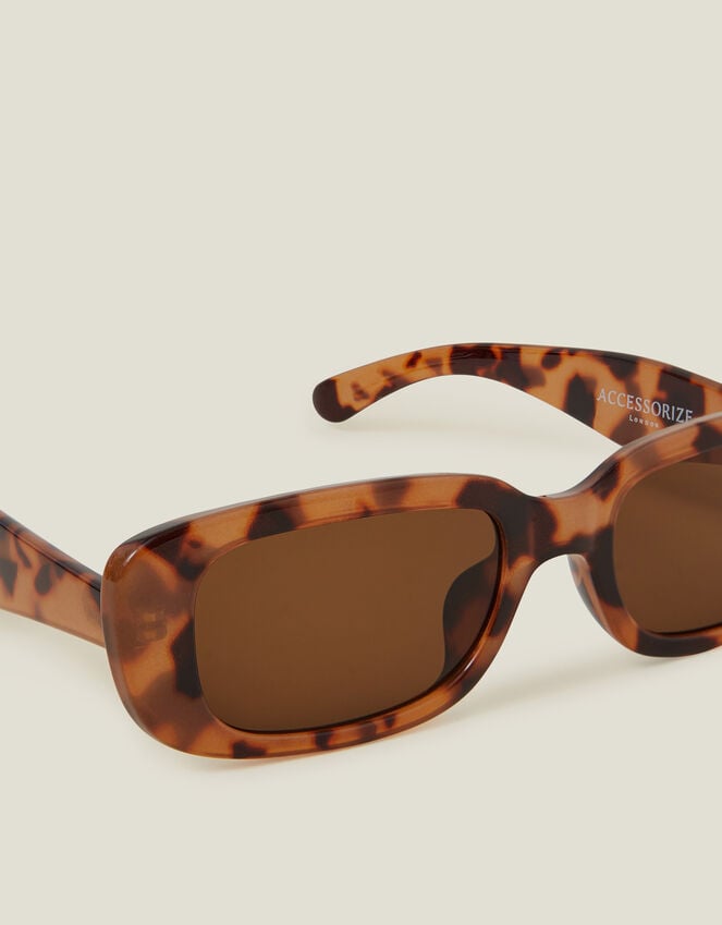 Accessorize Narrow Tortoiseshell Rectangle Sunglasses