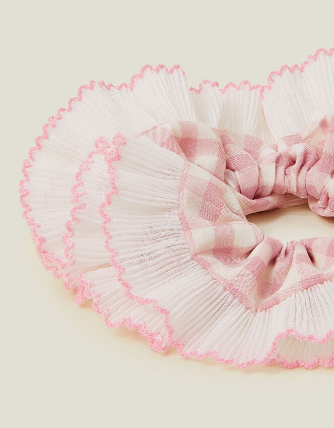 Accessorize Oversized Gingham Frill Hair Scrunchie Pink