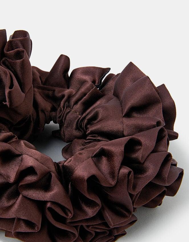 Accessorize Oversized Ruffle Satin Hair Scrunchie Brown