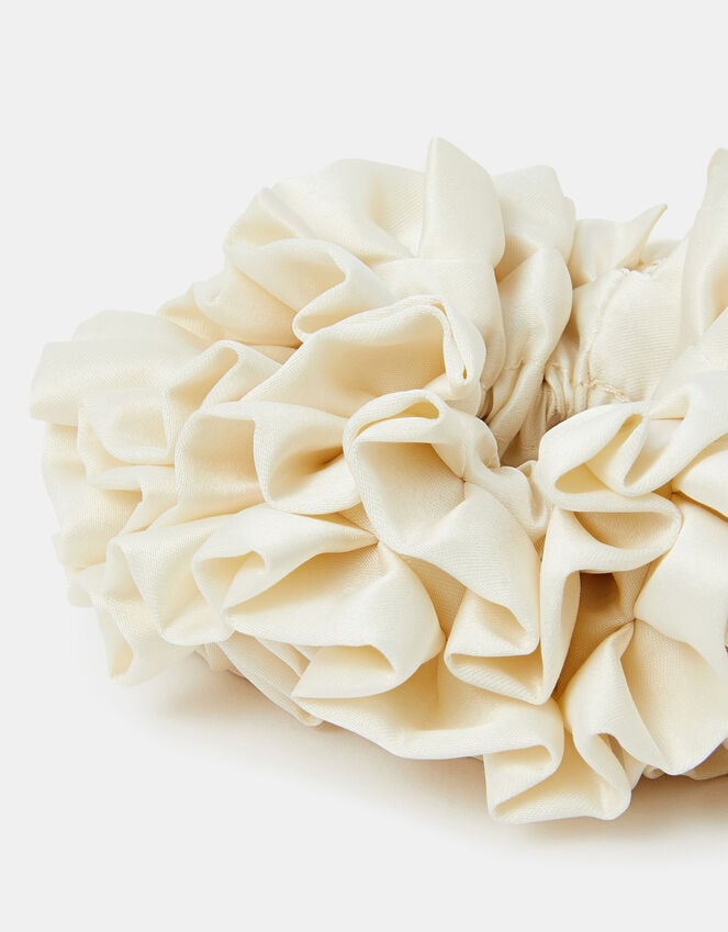 Accessorize Oversized Ruffle Satin Hair Scrunchie Cream