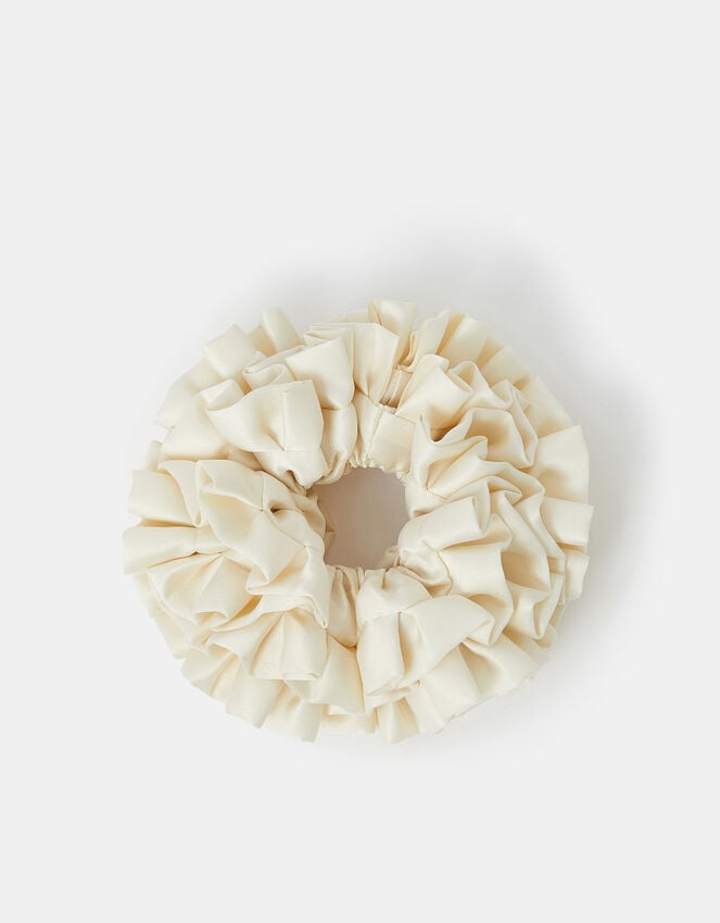 accessorize Oversized Ruffle Satin Hair Scrunchie Cream