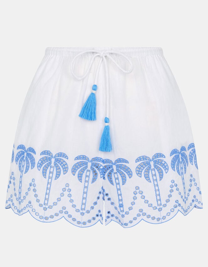 Accessorize Palm Embroidered Drawstring Shorts White