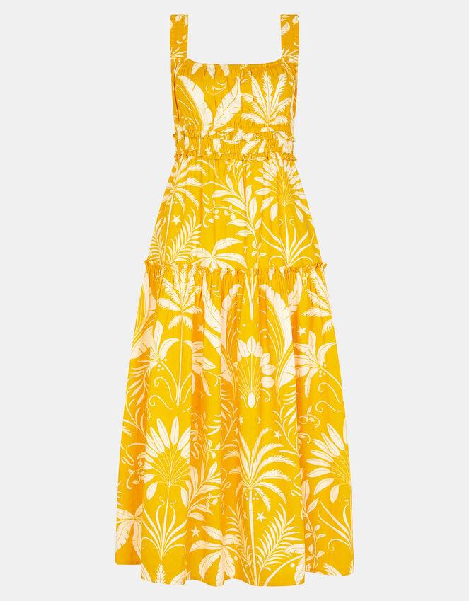 Accessorize Palm Print Sleeveless Midi Dress Yellow