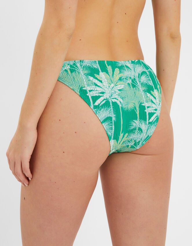 Accessorize Palm Print Smocked Bikini Bottoms Green