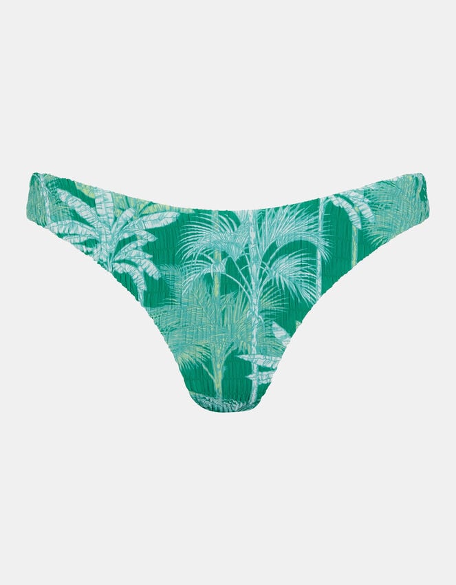 Accessorize Palm Print Smocked Bikini Bottoms Green