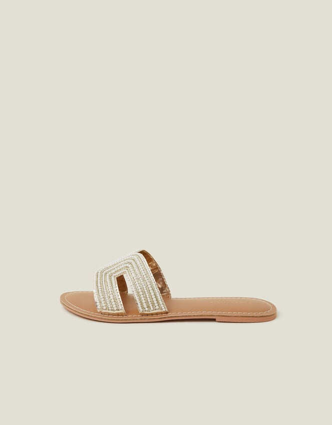 Accessorize Pearl Embellished Cut-Out Sliders Cream