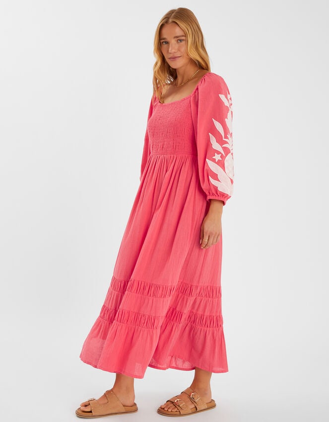 accessorize Pineapple Applique Smocked Maxi Dress Orange