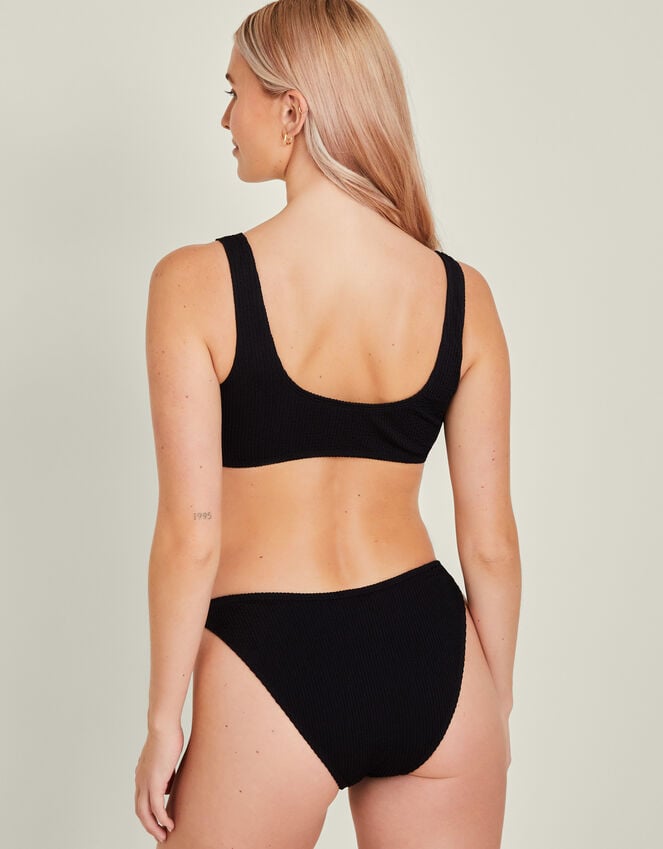 Accessorize Plain Seersucker Bralette Bikini Top Black