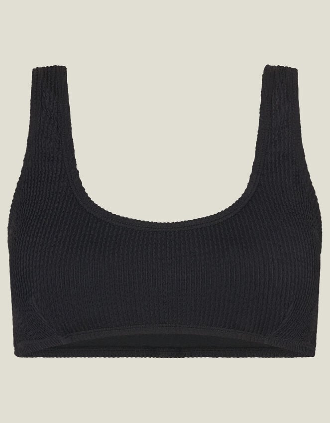 Accessorize Plain Seersucker Bralette Bikini Top Black