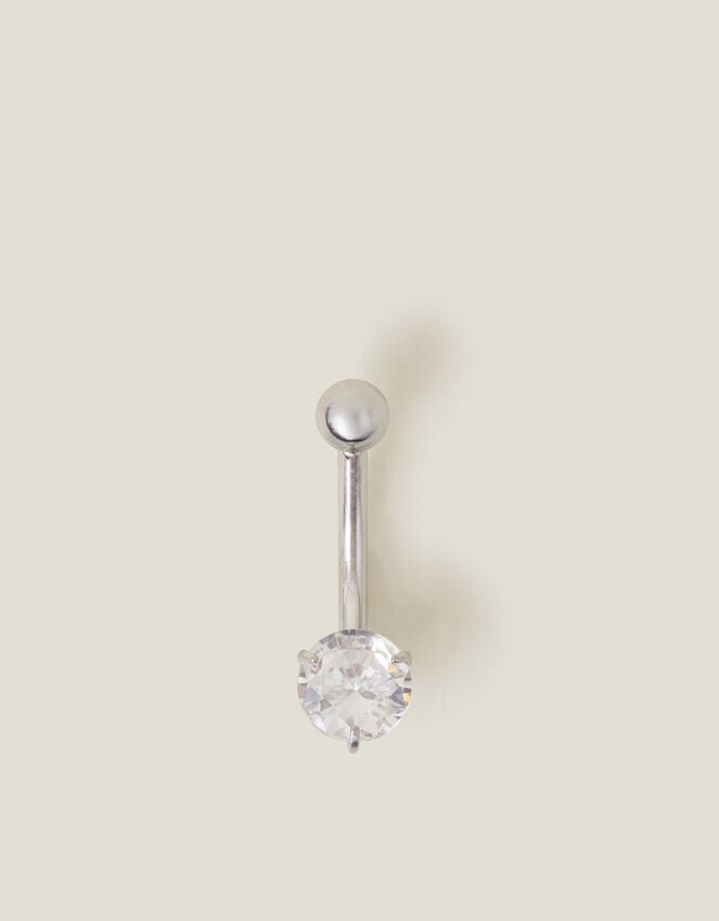 Accessorize Platinum-Plated Surgical Steel Crystal Belly Bar