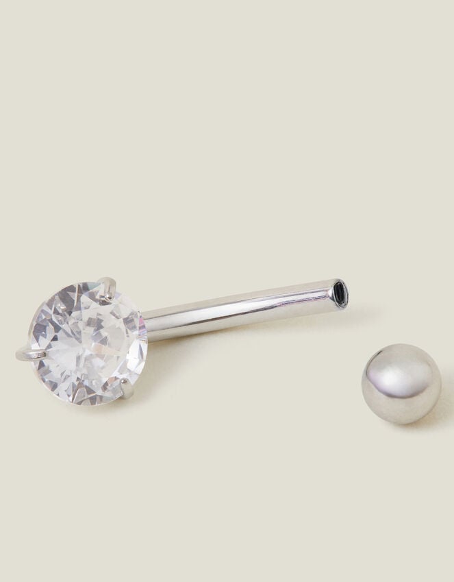 Accessorize Platinum-Plated Surgical Steel Crystal Belly Bar