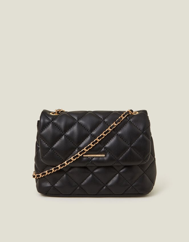 Accessorize Quilted Faux Leather Cross-Body Bag Black