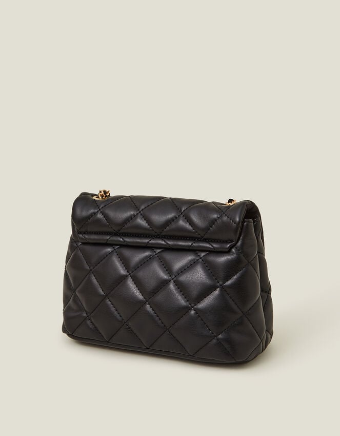 Accessorize Quilted Faux Leather Cross-Body Bag Black
